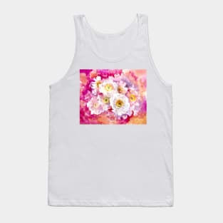 Pink Abstract Flowers, Peonies Tank Top